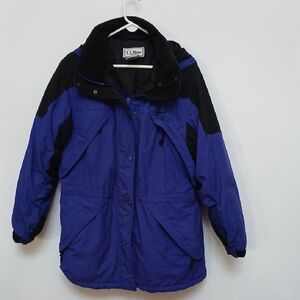 L.L. Bean Royal Blue, Black Thinsulate Soft Shells Puffer Full Zip Winter Coat L